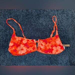 Charlotte Russe Floral Bikini Top - Red and Orange